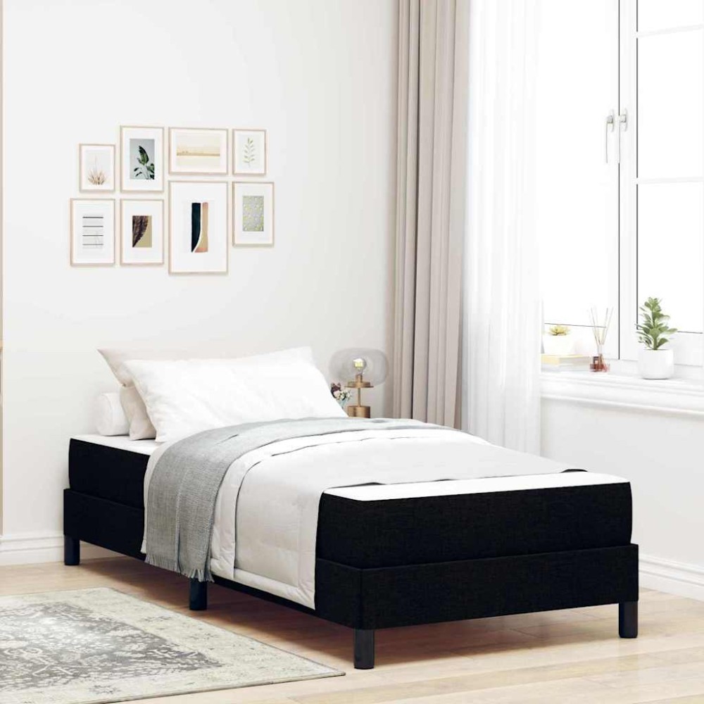vidaXL Pat cu arcuri cu saltea Negru 90 x 190 cm țesătură
