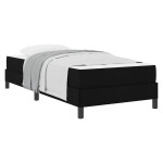 vidaXL Pat cu arcuri cu saltea Negru 90 x 190 cm țesătură vidaXL Pat cu arcuri cu saltea Negru 90 x 190 cm țesătură