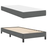 vidaXL Pat cu arcuri cu saltea Gri închis 90 x 200 cm țesătură vidaXL Pat cu arcuri cu saltea Gri închis 90 x 200 cm țesătură