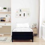 vidaXL Pat cu arcuri cu saltea Negru 90 x 200 cm țesătură vidaXL Pat cu arcuri cu saltea Negru 90 x 200 cm țesătură