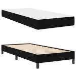 vidaXL Pat cu arcuri cu saltea Negru 90 x 200 cm țesătură vidaXL Pat cu arcuri cu saltea Negru 90 x 200 cm țesătură