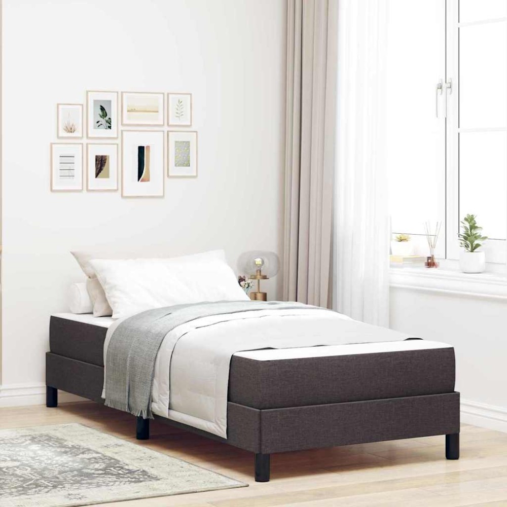 vidaXL Pat cu arcuri cu saltea Maro închis 90 x 200 cm țesătură