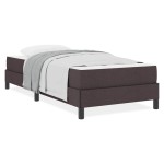 vidaXL Pat cu arcuri cu saltea Maro închis 90 x 200 cm țesătură vidaXL Pat cu arcuri cu saltea Maro închis 90 x 200 cm țesătură