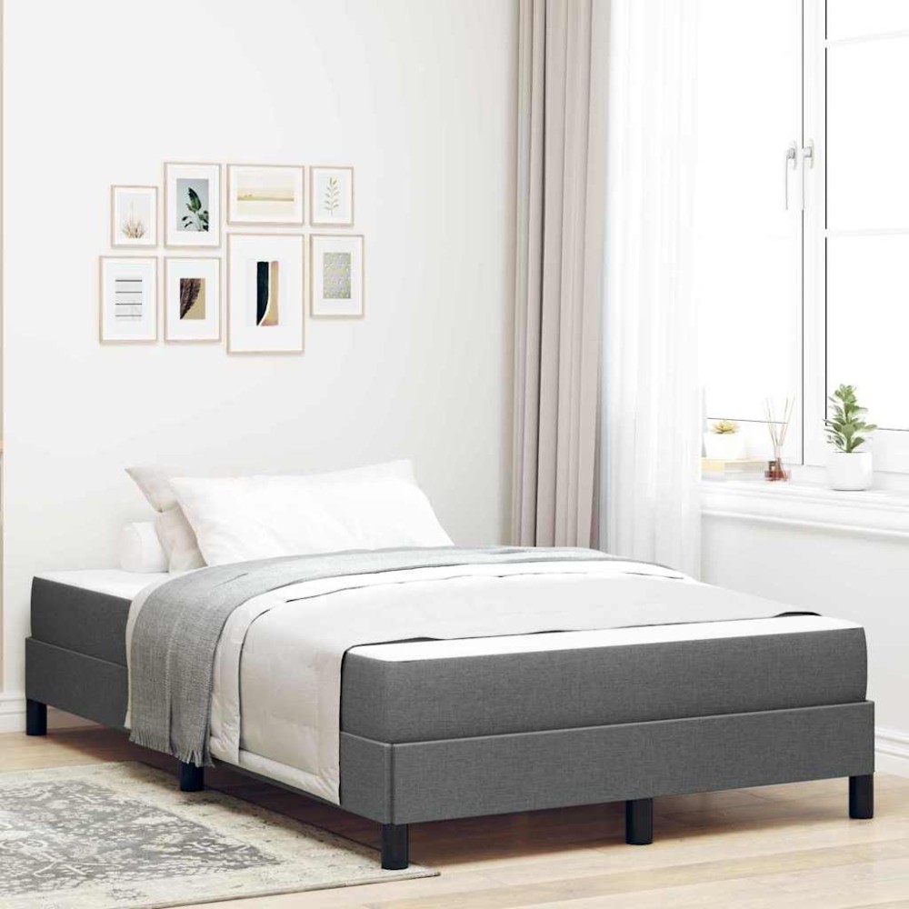 vidaXL Pat cu arcuri cu saltea Gri închis 120 x 190 cm țesătură