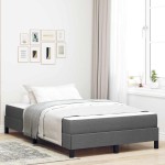 vidaXL Pat cu arcuri cu saltea Gri închis 120 x 190 cm țesătură vidaXL Pat cu arcuri cu saltea Gri închis 120 x 190 cm țesătură