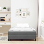 vidaXL Pat cu arcuri cu saltea Gri închis 120 x 190 cm țesătură vidaXL Pat cu arcuri cu saltea Gri închis 120 x 190 cm țesătură