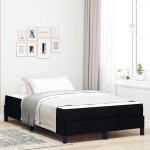vidaXL Pat cu arcuri cu saltea Negru 120 x 190 cm țesătură vidaXL Pat cu arcuri cu saltea Negru 120 x 190 cm țesătură