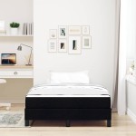 vidaXL Pat cu arcuri cu saltea Negru 120 x 190 cm țesătură vidaXL Pat cu arcuri cu saltea Negru 120 x 190 cm țesătură