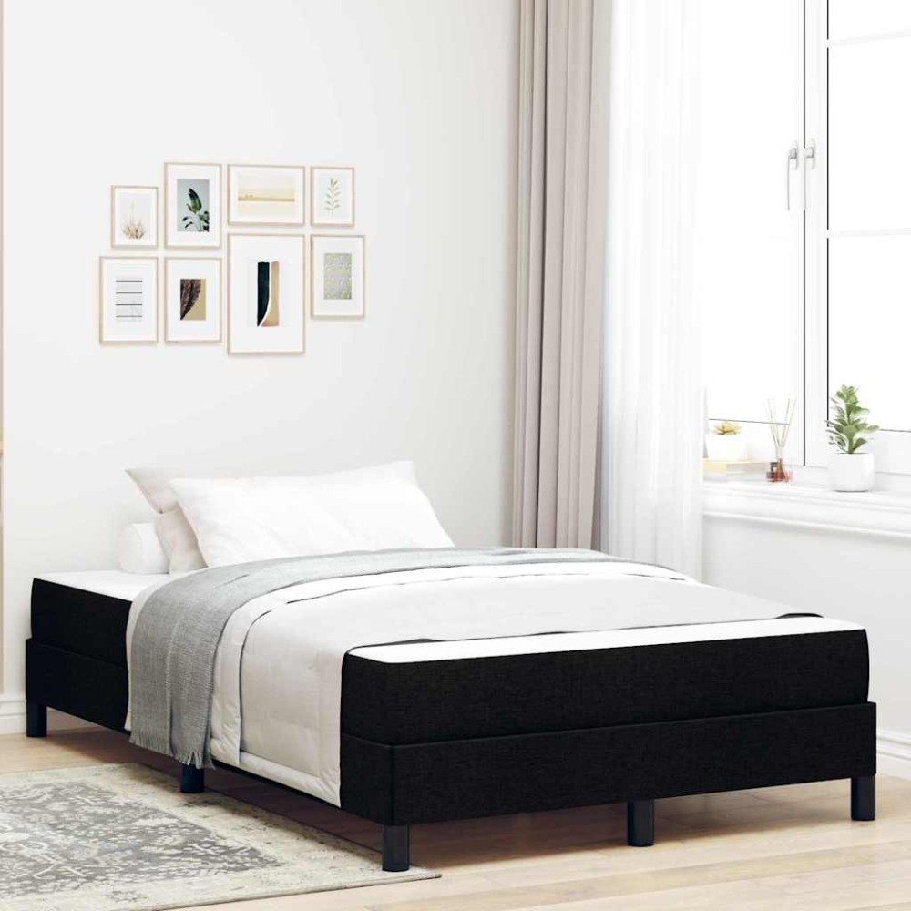 vidaXL Pat cu arcuri cu saltea Negru 120 x 200 cm țesătură