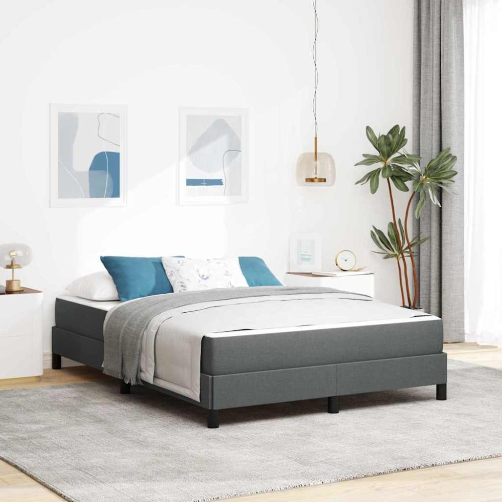 vidaXL Pat cu arcuri cu saltea Gri închis 160 x 200 cm țesătură
