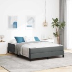 vidaXL Pat cu arcuri cu saltea Gri închis 160 x 200 cm țesătură vidaXL Pat cu arcuri cu saltea Gri închis 160 x 200 cm țesătură