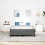 vidaXL Pat cu arcuri cu saltea Gri închis 160 x 200 cm țesătură vidaXL Pat cu arcuri cu saltea Gri închis 160 x 200 cm țesătură