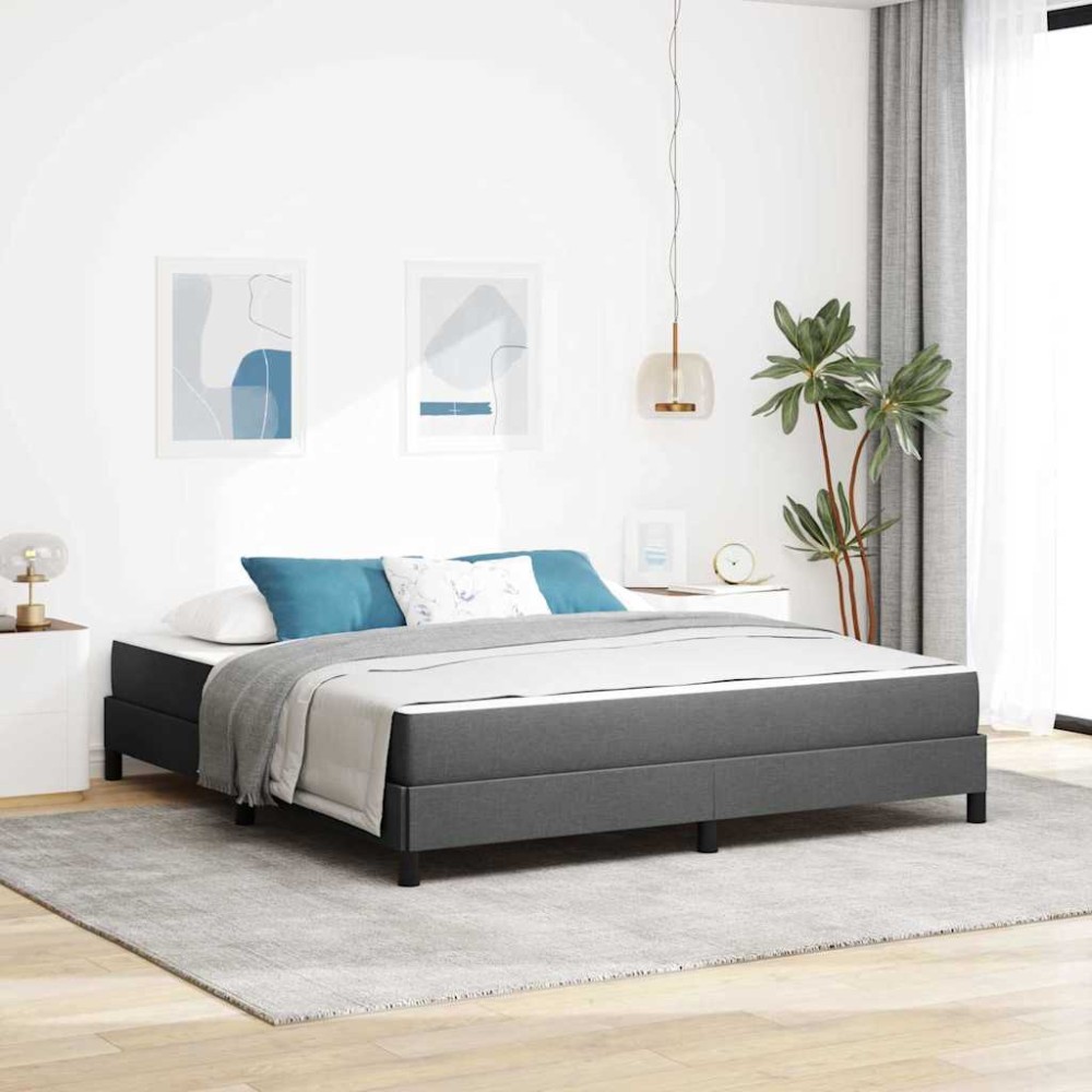 vidaXL Pat cu arcuri cu saltea Gri închis 180 x 200 cm țesătură