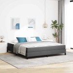 vidaXL Pat cu arcuri cu saltea Gri închis 180 x 200 cm țesătură vidaXL Pat cu arcuri cu saltea Gri închis 180 x 200 cm țesătură