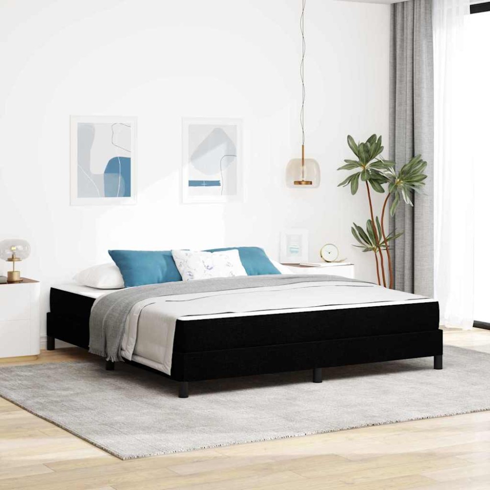 vidaXL Pat cu arcuri cu saltea Negru 180 x 200 cm țesătură