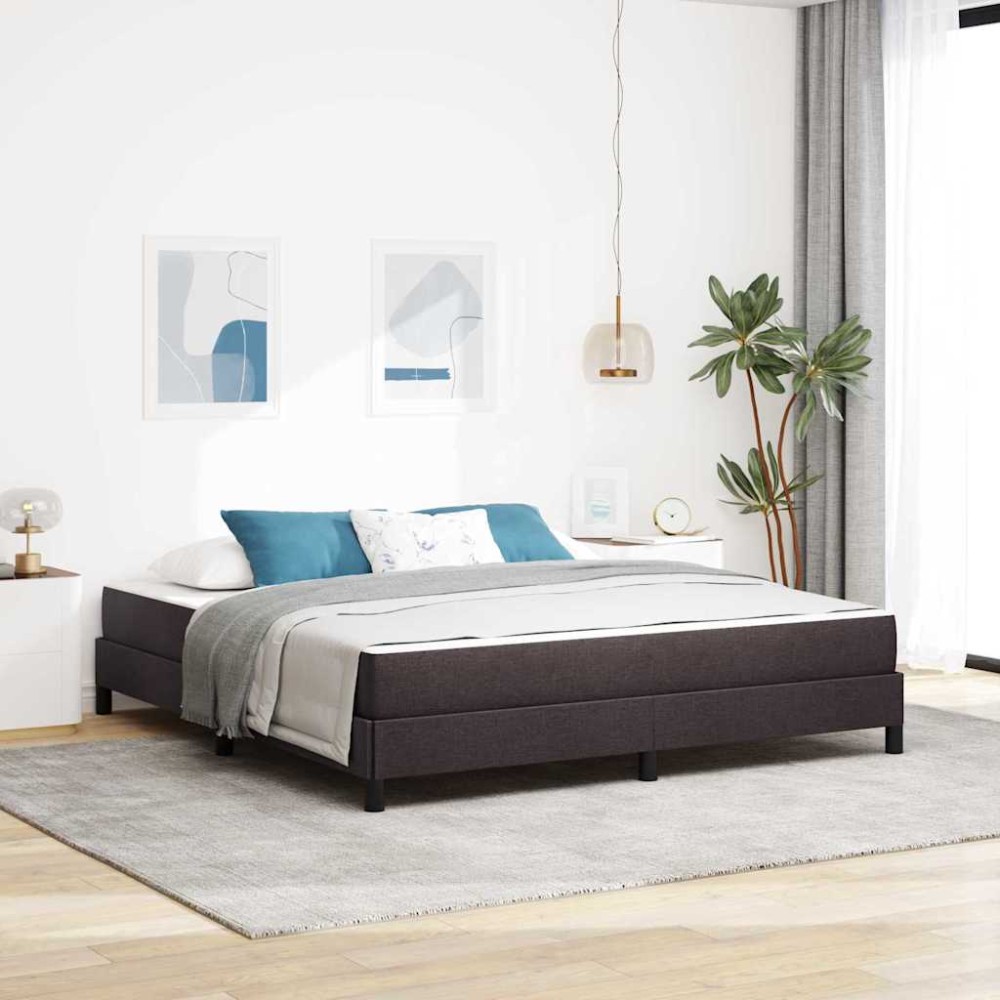vidaXL Pat cu arcuri cu saltea Maro închis 180 x 200 cm țesătură