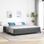 vidaXL Pat cu arcuri cu saltea Gri închis 200 x 200 cm țesătură vidaXL Pat cu arcuri cu saltea Gri închis 200 x 200 cm țesătură