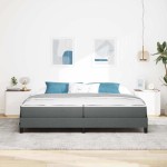 vidaXL Pat cu arcuri cu saltea Gri închis 200 x 200 cm țesătură vidaXL Pat cu arcuri cu saltea Gri închis 200 x 200 cm țesătură