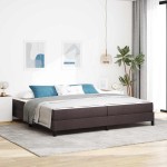 vidaXL Pat cu arcuri cu saltea Maro închis 200 x 200 cm țesătură vidaXL Pat cu arcuri cu saltea Maro închis 200 x 200 cm țesătură