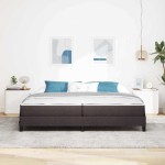 vidaXL Pat cu arcuri cu saltea Maro închis 200 x 200 cm țesătură vidaXL Pat cu arcuri cu saltea Maro închis 200 x 200 cm țesătură