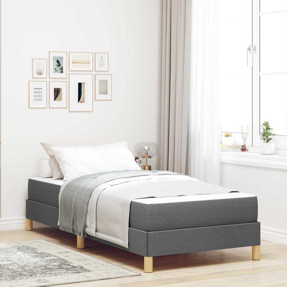 vidaXL Pat cu arcuri Gri închis și Maro 80 x 200 cm