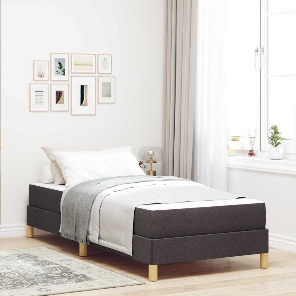 vidaXL Pat cu arcuri Maro 100 x 200 cm Țesătură, Lemn Ingineresc