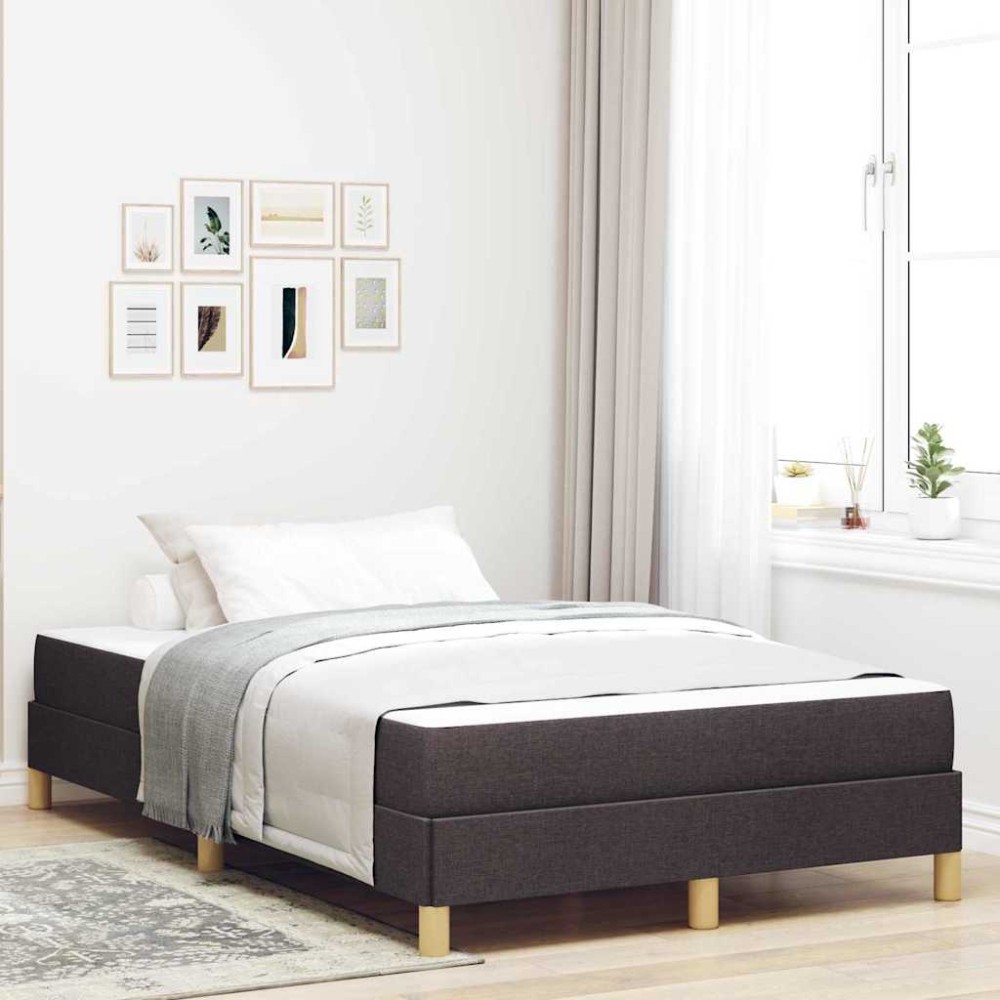 vidaXL Pat cu arcuri Maro 120 x 200 cm Țesătură, Lemn Ingineresc