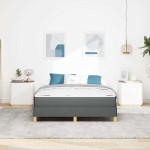vidaXL Pat cu arcuri Gri închis și Maro 140 x 190 cm vidaXL Pat cu arcuri Gri închis și Maro 140 x 190 cm