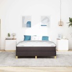 vidaXL Pat cu arcuri Maro 160 x 200 cm Țesătură și Lemn prelucrat vidaXL Pat cu arcuri Maro 160 x 200 cm Țesătură și Lemn prelucrat