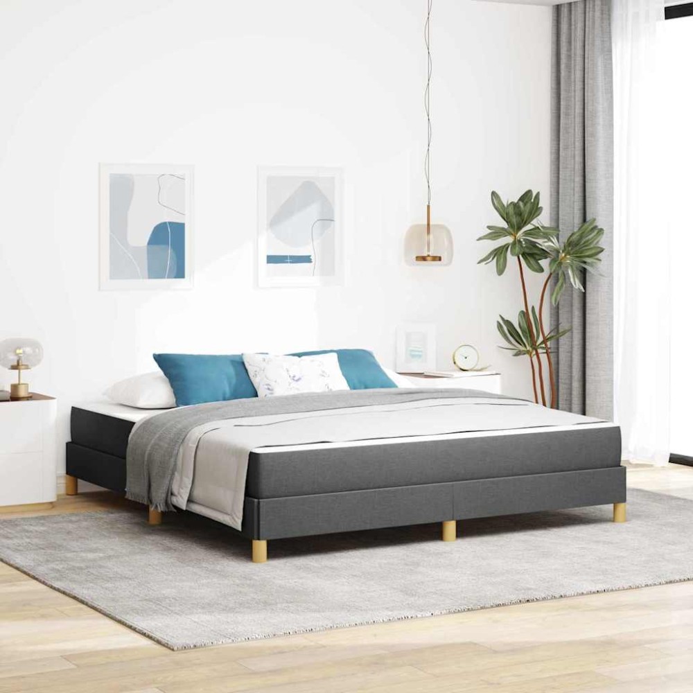 vidaXL Pat cu arcuri Gri închis și Maro 180 x 200 cm