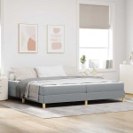 vidaXL Pat cu arcuri Gri deschis și Maro 200 x 200 cm vidaXL Pat cu arcuri Gri deschis și Maro 200 x 200 cm