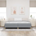 vidaXL Pat cu arcuri Gri deschis și Maro 200 x 200 cm vidaXL Pat cu arcuri Gri deschis și Maro 200 x 200 cm