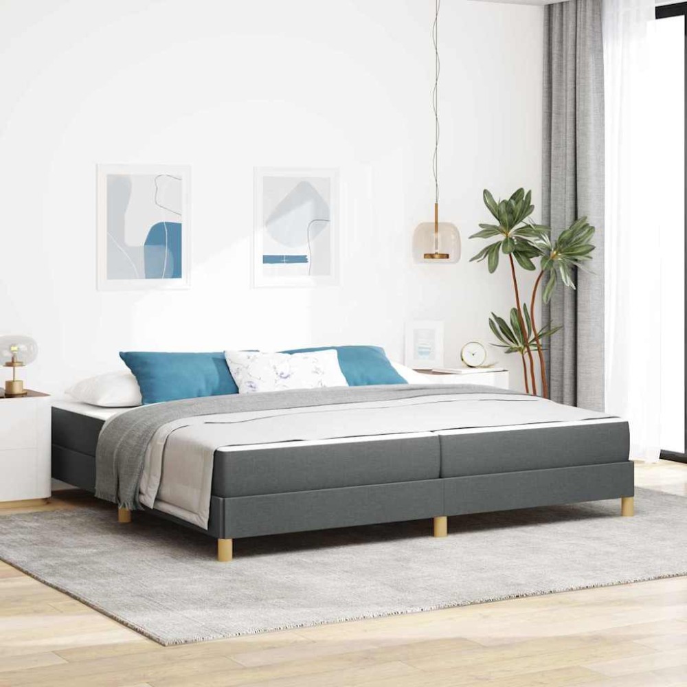 vidaXL Pat cu arcuri Gri închis și Maro 200 x 200 cm