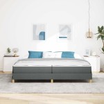 vidaXL Pat cu arcuri Gri închis și Maro 200 x 200 cm vidaXL Pat cu arcuri Gri închis și Maro 200 x 200 cm
