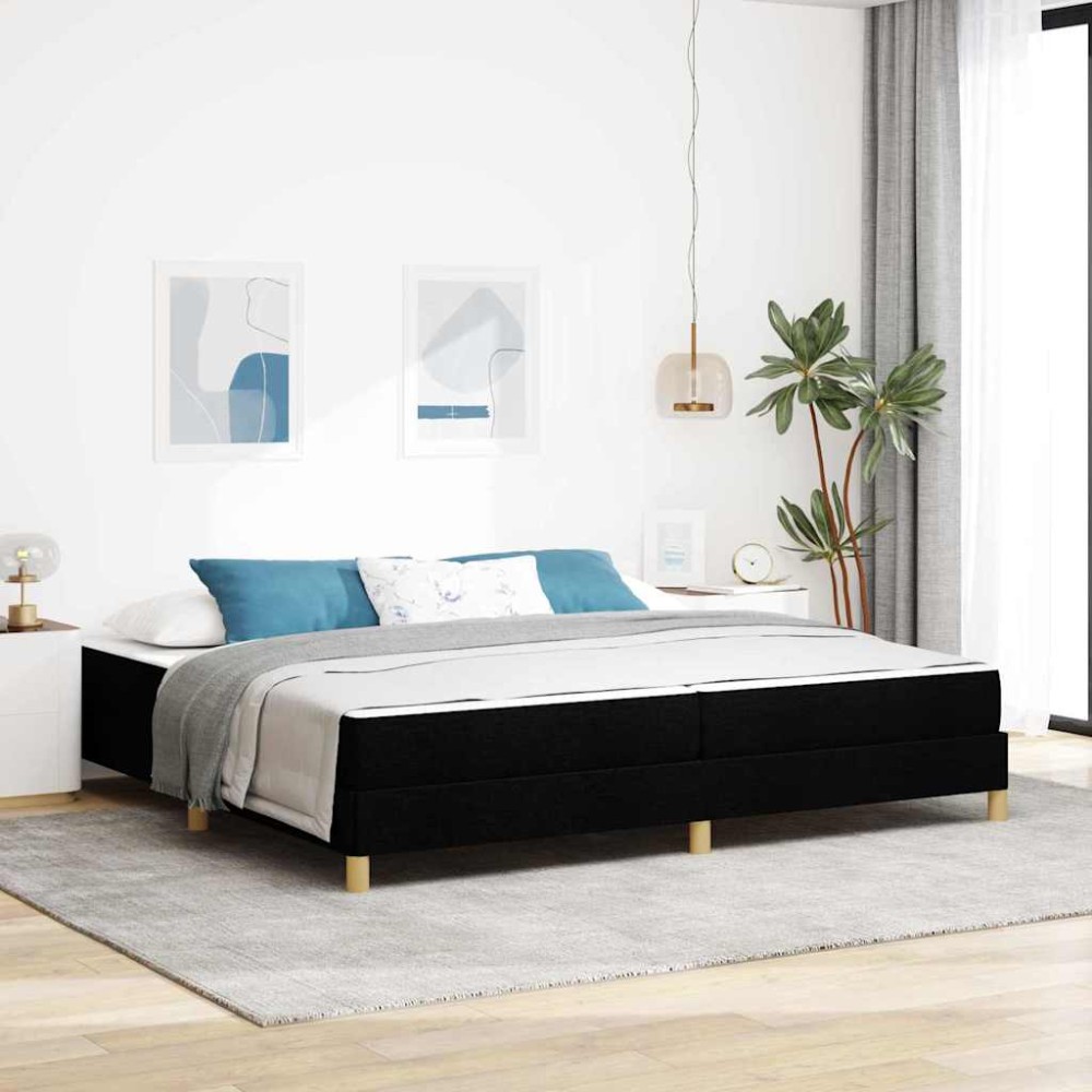 vidaXL Pat cu arcuri Negru și Maro 200 x 200 cm