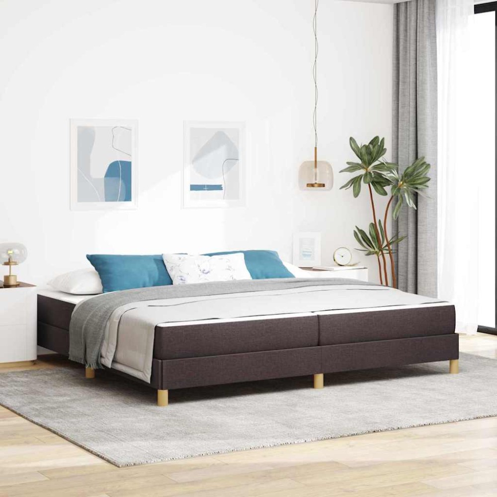 vidaXL Pat cu arcuri Maro 200 x 200 cm Țesătură, Lemn Ingineresc