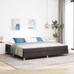 vidaXL Pat cu arcuri Maro 200 x 200 cm Țesătură, Lemn Ingineresc vidaXL Pat cu arcuri Maro 200 x 200 cm Țesătură, Lemn Ingineresc