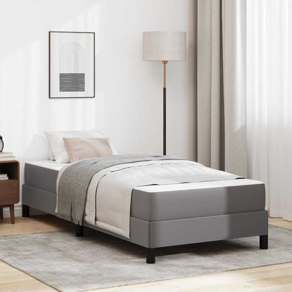 vidaXL Pat cu saltea Gri 90 x 200 cm Piele artificială