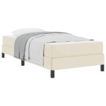 vidaXL Pat cu saltea Crem 100 x 200 cm Piele artificială