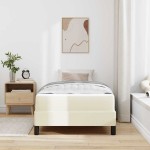 vidaXL Pat cu saltea Crem 100 x 200 cm Piele artificială