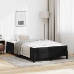 vidaXL Pat cu saltea Negru 120 x 200 cm Piele artificială