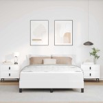 vidaXL Pat cu saltea Alb pur 140 x 190 cm Piele artificială vidaXL Pat cu saltea Alb pur 140 x 190 cm Piele artificială
