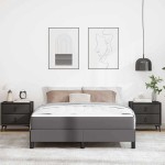 vidaXL Pat cu saltea Gri 140 x 200 cm Piele artificială