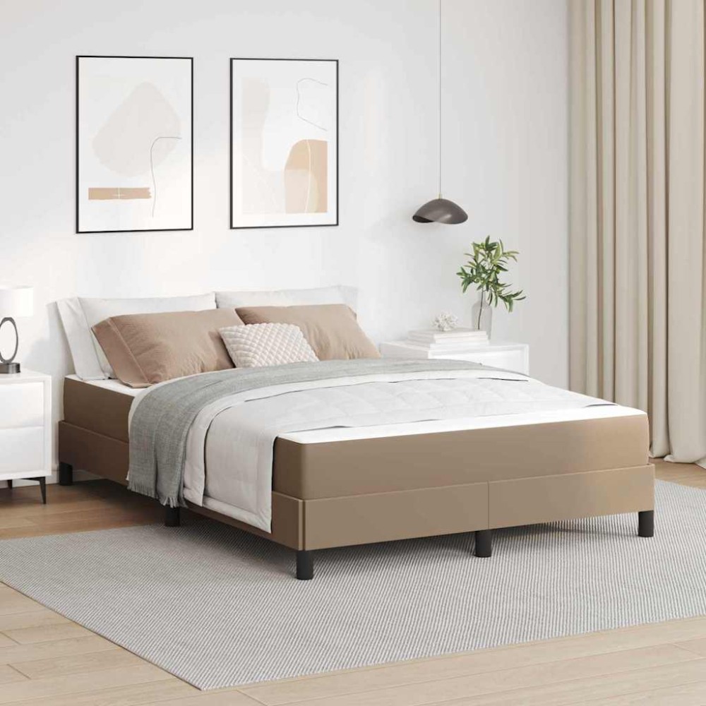vidaXL Pat cu saltea Cappuccino 140 x 200 cm Piele artificială