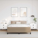 vidaXL Pat cu saltea Cappuccino 140 x 200 cm Piele artificială vidaXL Pat cu saltea Cappuccino 140 x 200 cm Piele artificială