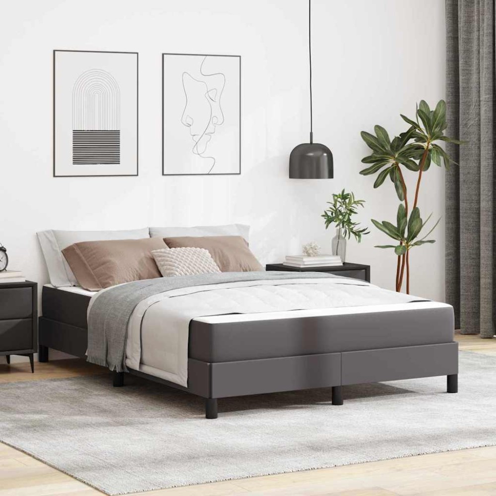vidaXL Pat cu saltea Gri 160 x 200 cm Piele artificială
