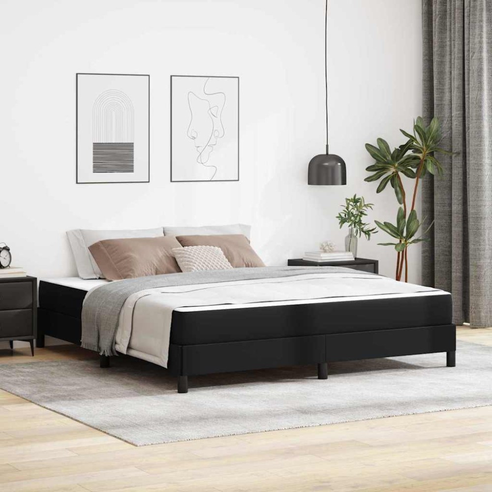 vidaXL Pat cu saltea Negru 180 x 200 cm Piele artificială