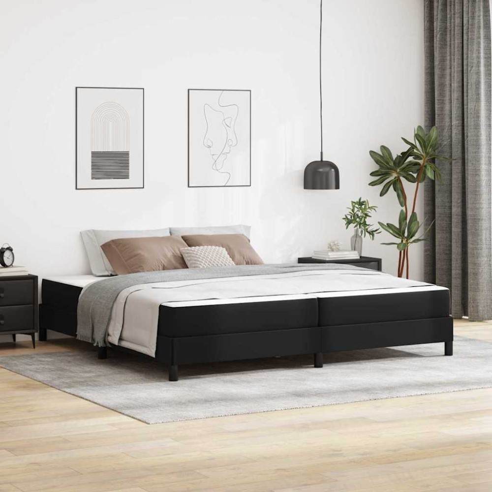 vidaXL Pat cu saltea Negru 200 x 200 cm Piele artificială