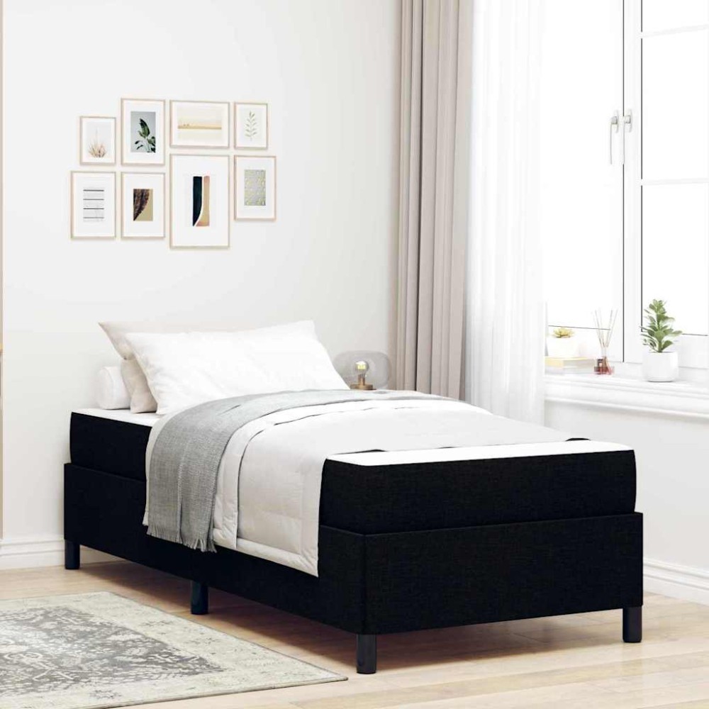 vidaXL Pat cu arcuri Negru și negru 90 x 200 cm