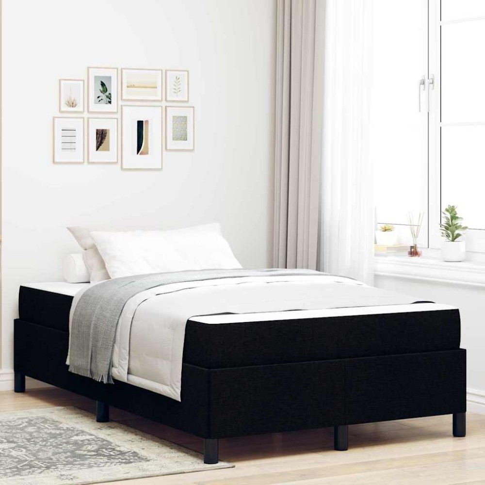 vidaXL Pat cu arcuri Negru și negru 120 x 190 cm